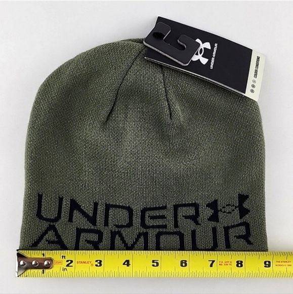 Under Armour Youth Halftime Reversible Beanie Knit Toque Marine Green - Picture 10 of 11